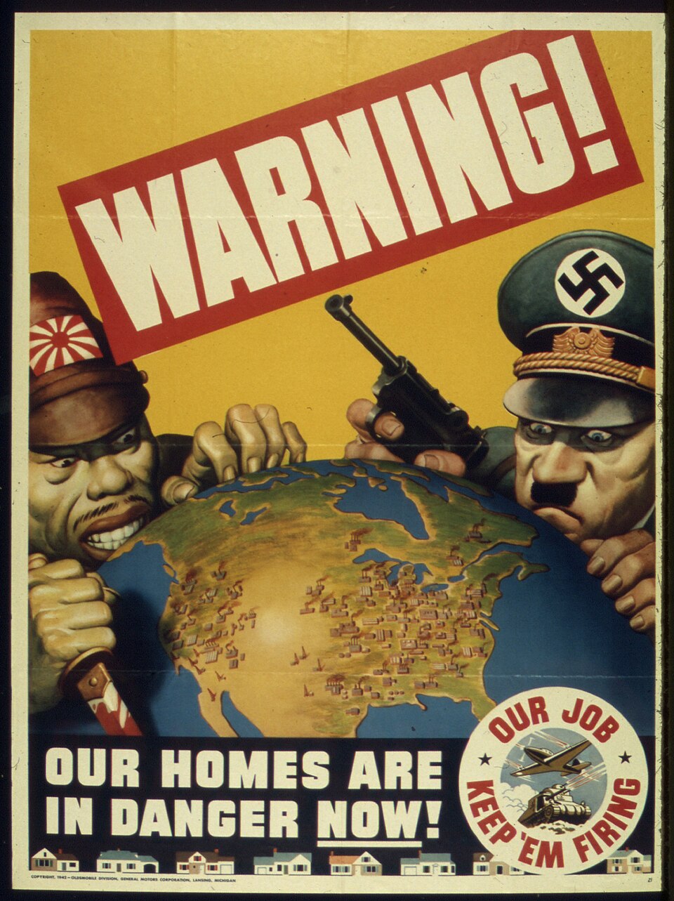 WWII poster: Warning — our homes are in danger now